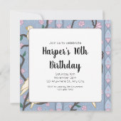 Pastel Songbirds and Blossoms Verjaardag Uitnodigi (Achterkant)