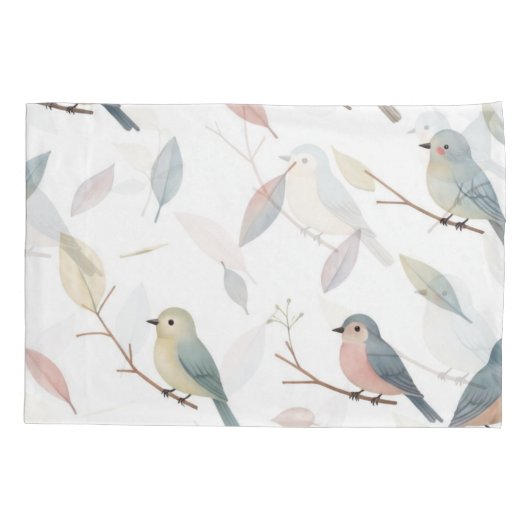 Pastel Songbirds Waterverf Kussensloop (Achterkant)