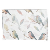 Pastel Songbirds Waterverf Kussensloop (Voorkant)
