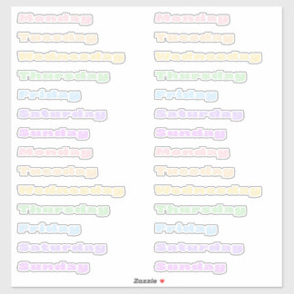Pastel Sorbet Dagen van de Week Stickerblad Sticker