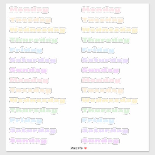 Pastel Sorbet Dagen van de Week Stickerblad Sticker (Vel)