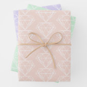 Pastel Sorbet Shades Diamond Pink Green Blue Inpakpapier Vel (In situ)