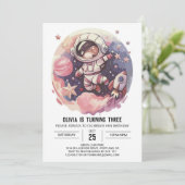 Pastel Space Odyssey Astronaut Verjaardag Kaart (Staand voorkant)