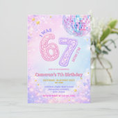 Pastel Sparkle Disco Glam 67 Kinderfeestje Kaart (Staand voorkant)