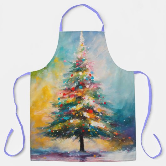 Pastel spat op Abstracte kerstboom Schort (Voorkant)