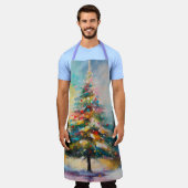 Pastel spat op Abstracte kerstboom Schort (Gedragen)