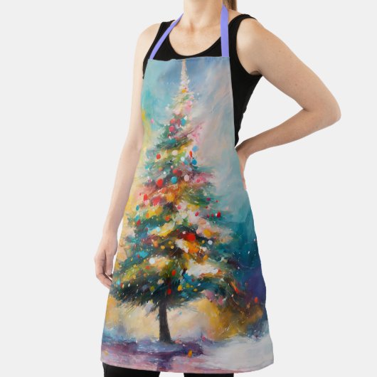 Pastel spat op Abstracte kerstboom Schort (Insitu)