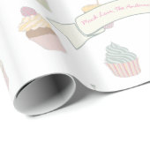 Pastel - Speciaal Cupcake Mustache Patroon Cadeaupapier (Rol Hoek)