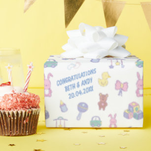 Pastel Speelgoed Genderneutraal Baby shower Cadeaupapier