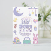 Pastel Speelgoed Genderneutrale Baby shower Uitnod Kaart (Staand voorkant)