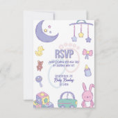 Pastel Speelgoed Genderneutrale Baby shower Uitnod Kaart (Achterkant)