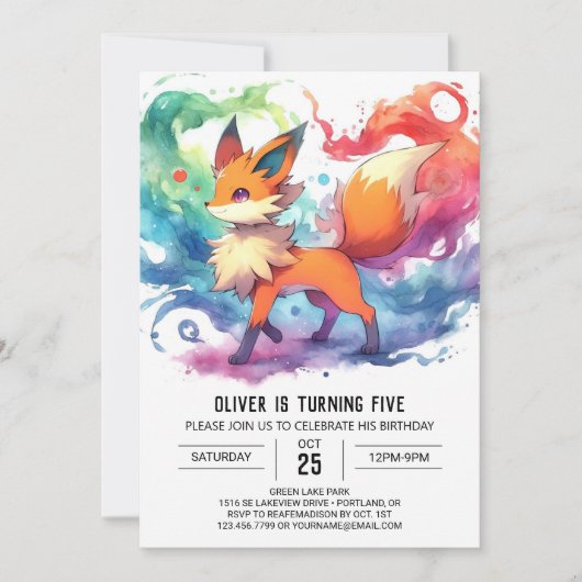 Pastel Speelse Fox Verjaardag Kaart (Voorkant)