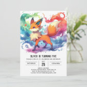 Pastel Speelse Fox Verjaardag Kaart (Staand voorkant)