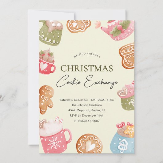 Pastel Speelse Kerst Cookie Exchange Party Kaart (Voorkant)