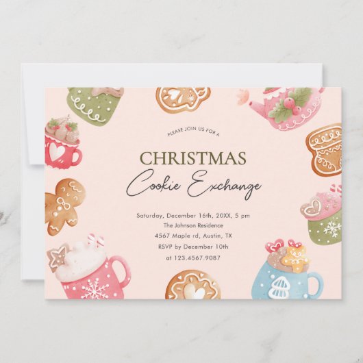 Pastel Speelse Kerst Cookie Exchange Party Kaart (Voorkant)