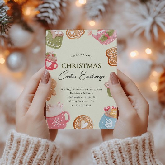 Pastel Speelse Kerst Cookie Exchange Party Kaart