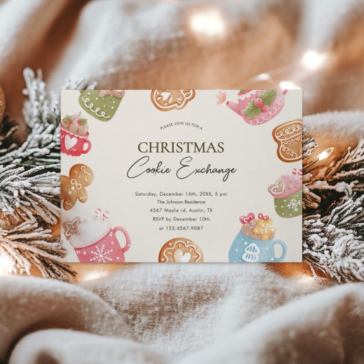 Pastel Speelse Kerst Cookie Exchange Party Kaart