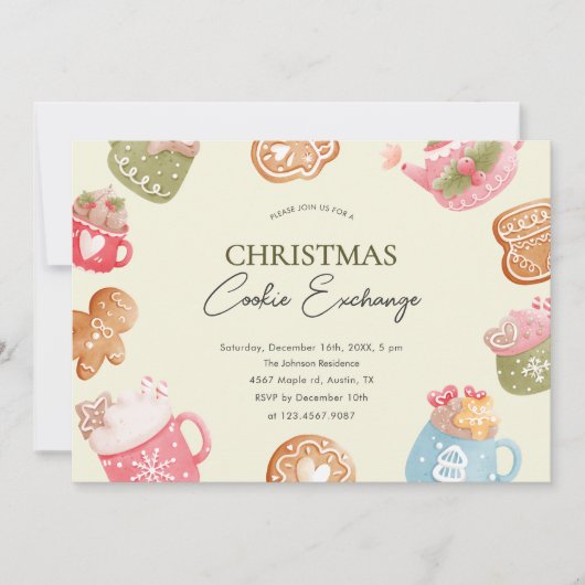 Pastel Speelse Kerst Cookie Exchange Party Kaart (Voorkant)