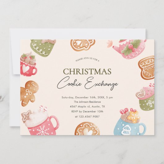 Pastel Speelse Kerst Cookie Exchange Party Kaart (Voorkant)