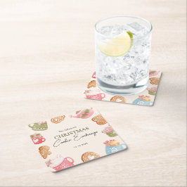 Pastel Speelse Kerst Cookie Exchange Party Kartonnen Onderzetters