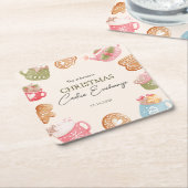 Pastel Speelse Kerst Cookie Exchange Party Kartonnen Onderzetters (Schuin)