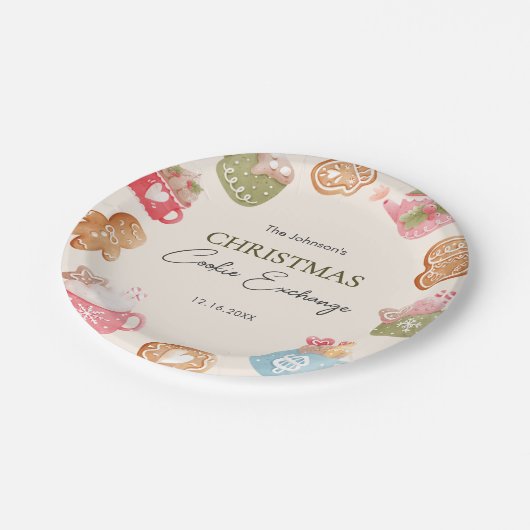 Pastel Speelse Kerst Cookie Exchange Party Papieren Bordje (Gekanteld)