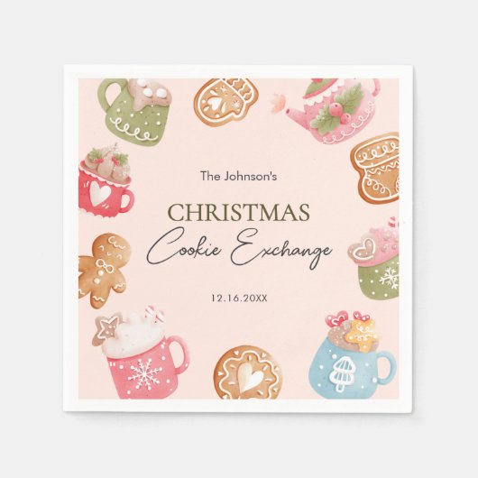 Pastel Speelse Kerst Koek Uitwisseling Feest Servet (Voorkant)