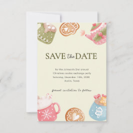 Pastel Speelse Kerst Koek Uitwisseling Feestje Save The Date