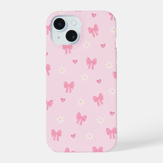 Pastel Speelse Lint Patroon iPhone 15 Case (Achterkant)