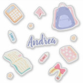 Pastel Speelse Monogram Terug Naar School Sticker (Voorkant)