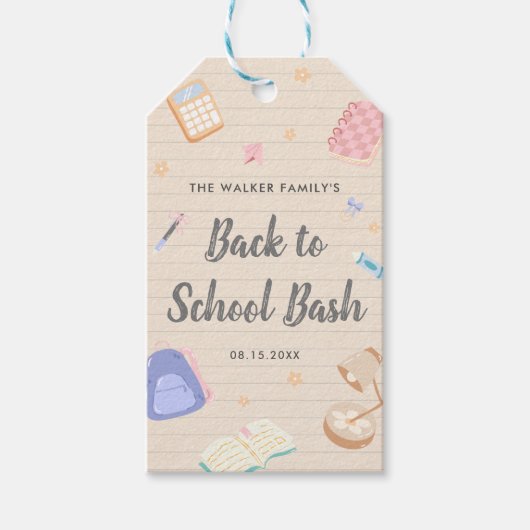 Pastel Speelse Terug naar School Feest Cadeaulabel (Voorkant)