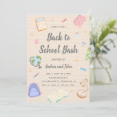 Pastel Speelse Terug Naar School Feest Kaart (Staand voorkant)