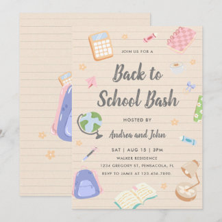 Pastel Speelse Terug Naar School Feest Kaart
