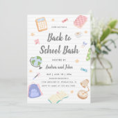 Pastel Speelse Terug Naar School Feest Kaart (Staand voorkant)