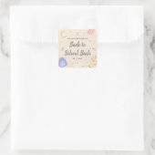 Pastel Speelse Terug Naar School Feest Vierkante Sticker (Tas)