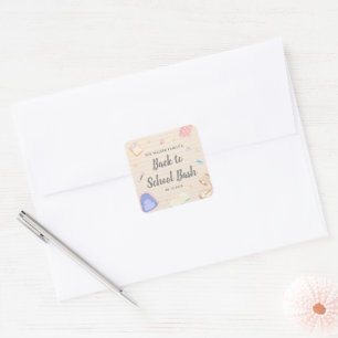 Pastel Speelse Terug Naar School Feest Vierkante Sticker