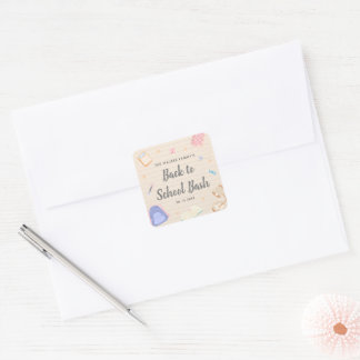 Pastel Speelse Terug Naar School Feest Vierkante Sticker