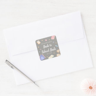 Pastel Speelse Terug Naar School Feest Vierkante Sticker
