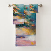 Pastel spetters, kunst van de kerstboom bad handdoek (Insitu)