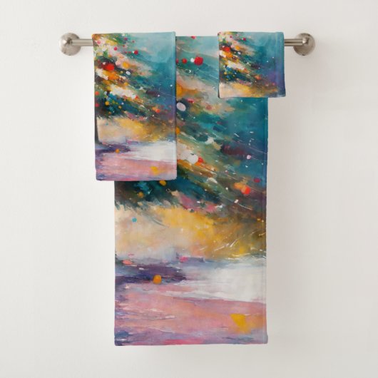 Pastel spetters, kunst van de kerstboom bad handdoek (Insitu)