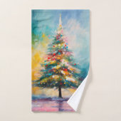 Pastel spetters, kunst van de kerstboom bad handdoek (Handdoek)