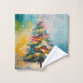 Pastel spetters, kunst van de kerstboom bad handdoek (Wasdoekje)