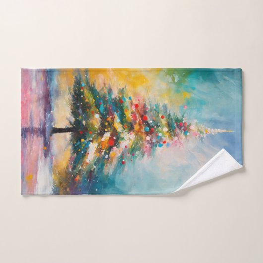 Pastel spetters, kunst van de kerstboom bad handdoek (Handdoek)