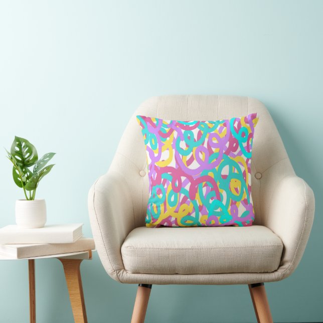 Pastel Spiraal Abstracte Print  Kussen (Stoel)