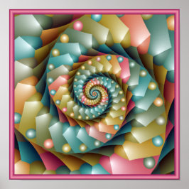 Pastel spiraal fractal ontwerp poster