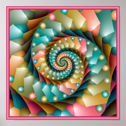 Pastel spiraal fractal ontwerp poster (Voorkant)