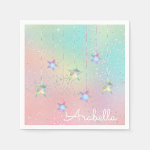 Pastel spiraal holografische ster lint cute servet