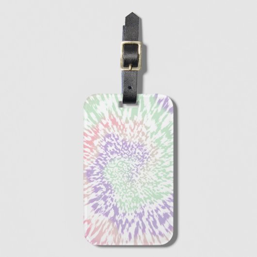 Pastel Spiral Shibori Floral Tie Dye Hippie Retro Bagagelabel (Voorkant (verticaal))
