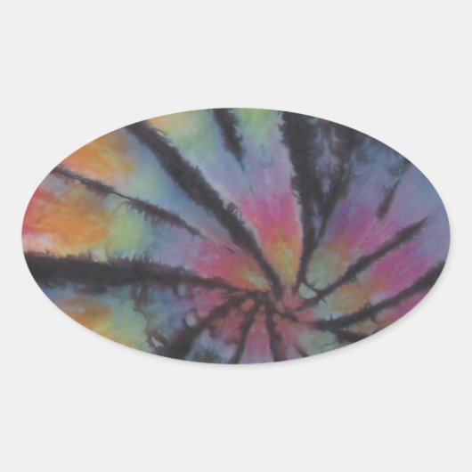 Pastel Spiral Swirl Tie Dye Ovale Sticker (Voorkant)