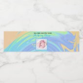 Pastel Spiral Welkom Baby Boy "Sip & See" Party Waterfles Etiket (Enkel label)